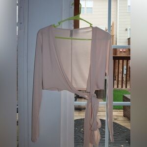 Large blue blush tan/ cream wrap tie crop